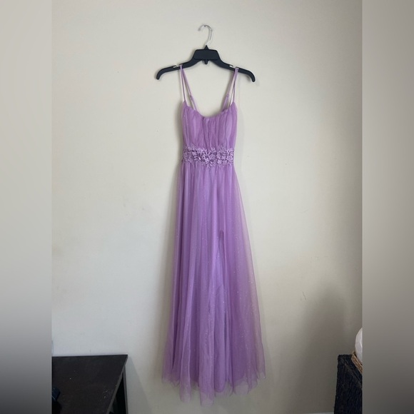 City Triangles Elegant Lavender Evening Gown Prom Dress Tulle Embroidered Floral - Picture 4 of 16